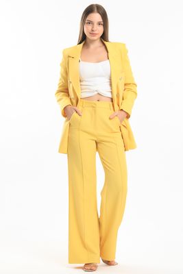  Sense Sarı İçi Astarlı  Hürrem Kumaş Oversize Blazer Ceket | Ckt34236