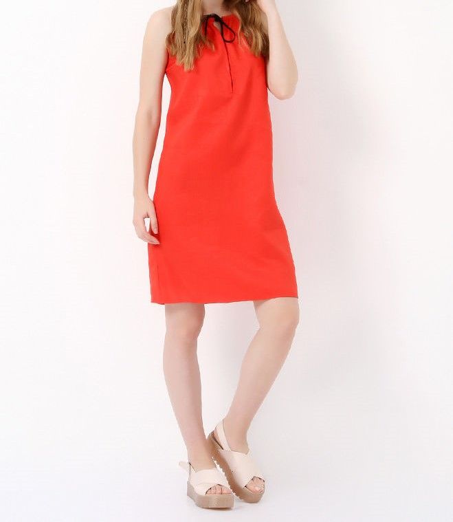 Kırmızı Yakası Biyeli Elbise | Elb12865