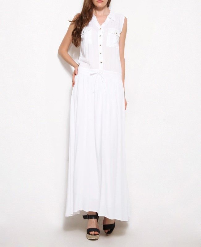 Sense Beyaz Pat Detaylı Elbise | Elb12528