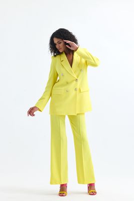  Sense Sarı Kadın Takım Elbise Ceket Ve Pantolon | TK34239