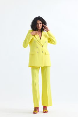  Sense Sarı Kadın Takım Elbise Ceket Ve Pantolon | TK34239