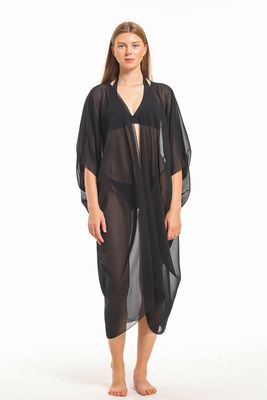  Sense Siyah Şifon Plaj Kimono | ELB33597