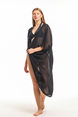  Sense Siyah Şifon Plaj Kimono | ELB33597