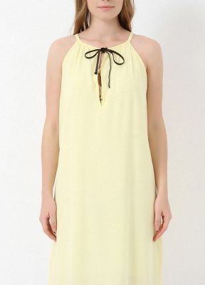  Sarı Önü Örgülü Bağcıklı Elbise | Elb13512
