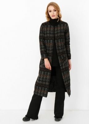  Sense Hardal Kilim Önü Agraflı Uzun Kaban | Hrk13645