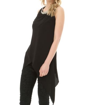  Siyah Boncuk Detaylı Krep Elbise | Elb13836