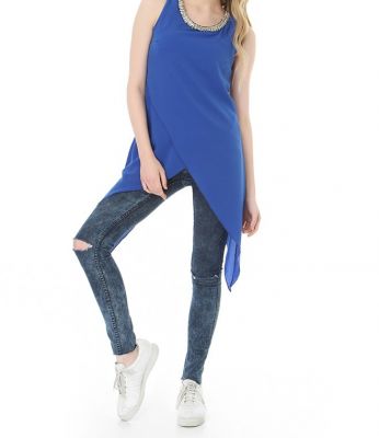  Saks Boncuk Detaylı Krep Elbise | Elb13836