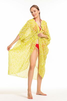  Sense Su Yeşili Kareli Şifon Plaj Kimono | ELB33597