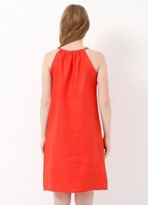  Kırmızı Yakası Biyeli Elbise | Elb12865