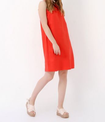  Kırmızı Yakası Biyeli Elbise | Elb12865