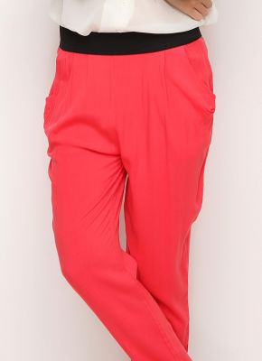  Mercan Beli Lastikli Viskon Pantolon | Pnt11029