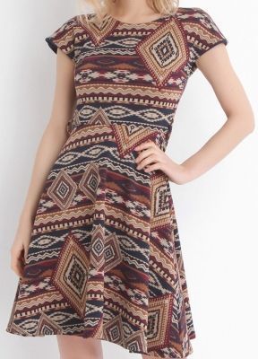  Laci Taba Kilim Metal Fermuarlı Elbise | Elb14196