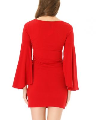  Kırmızı İspanyol Kol Elbise | Elb13521