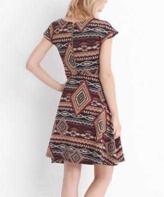  Laci Taba Kilim Metal Fermuarlı Elbise | Elb14196