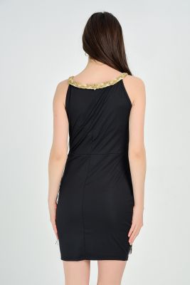  Siyah Sacak Detaylı Dalgıç Elbise | Elb31253