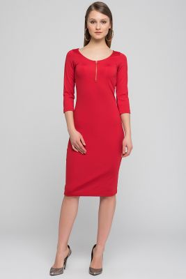  Kırmızı Önü Metal Fermuarlı Dalgic Elbise | Elb13570