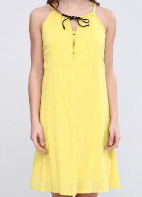  K.Sarı Önü Örgülü Bağcıklı Elbise | Elb13512