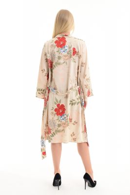  Sense Bej Ferace  - Saten Kimono | Kmn31455