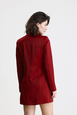  Sense Bordo Kruvaze Yaka İçi Astarlı Saten Blazer Ceket  Elbise | ELB36615