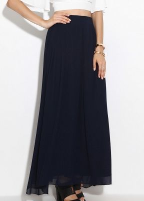  Lacıvert Pileli Sifon Etek | Etk13406
