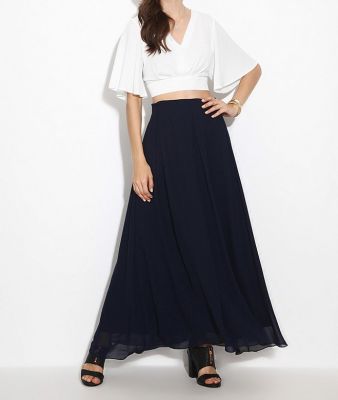  Lacıvert Pileli Sifon Etek | Etk13406