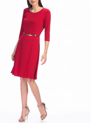  Kırmızı Yarım Kol Parçalı Elbise | Bdr12968