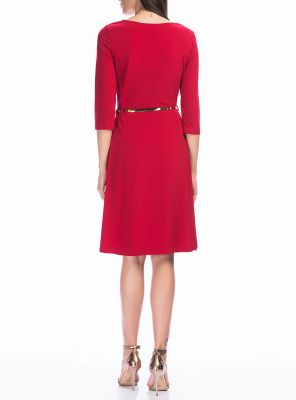  Kırmızı Yarım Kol Parçalı Elbise | Bdr12968