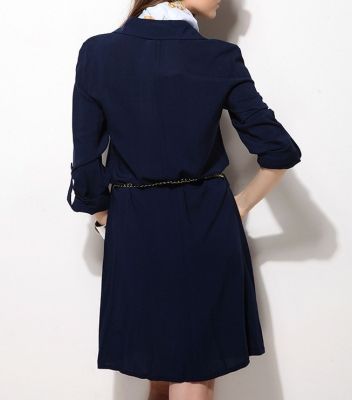  Lacıvert Zincir Aksesuarlı Elbise | Gelb12430