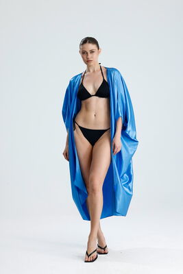  Sense Mavi Saten Plaj Kimono | ELB33597