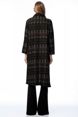  Hardal Kilim Polo Yaka Uzun Kaban | Hrk13693