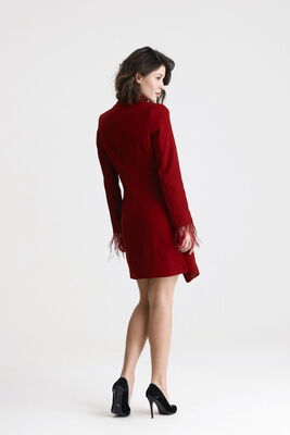  Sense Bordo Astarlı Sırtı Fermuar Detaylı  Kruvaze Ceket | Ckt35223