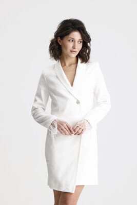 Sense Ekru Astar Sense Ekru Astarlı Sırtı Fermuar Detaylı  Kruvaze Ceket | Ckt35223