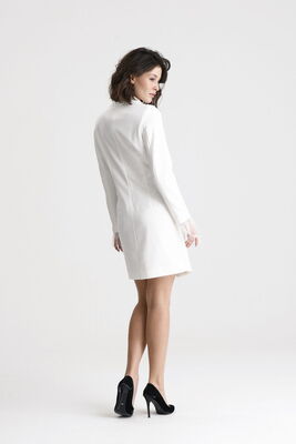  Sense Ekru Astarlı Sırtı Fermuar Detaylı  Kruvaze Ceket | Ckt35223