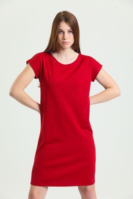  Sense Kırmızı Havuz Yaka Mini Kol Elbise | Elb33681