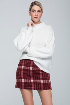  Sense Bordo Ekose Ekose Mini Etek | Etk12984
