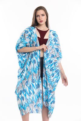  Sense Lale Des.Mavi Şifon Plaj Kimono | Elb33597