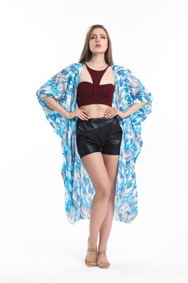  Sense Lale Des.Mavi Şifon Plaj Kimono | Elb33597