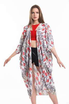  Sense LALE DES.GRİ Şifon Plaj Kimono | ELB33597