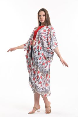  Sense LALE DES.GRİ Şifon Plaj Kimono | ELB33597