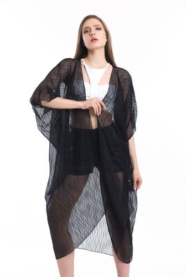  Sense Siyah Kırinkıl Şifon Plaj Kimono | Elb33597