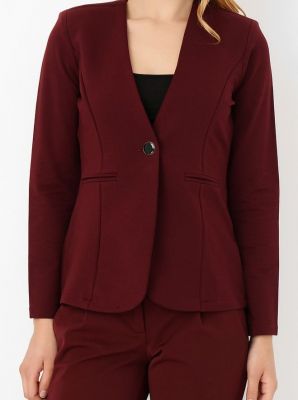  Bordo İc Astari Dantel Ceket | Ckt17927