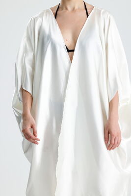  Sense Beyaz Saten Plaj Kimono | ELB33597