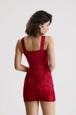  Sense Bordo Batik Viskon Elastan Halka Detaylı Halter Yaka Mini  Elbise | ELB36662