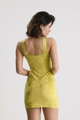  Sense FISTIK YEŞİLİ BATİK Viskon Elastan Halka Detaylı Halter Yaka Mini  Elbise | ELB36662