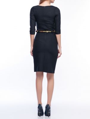  Lacıvert Gübür Detaylı Pike Celik Elbise | Elb13020
