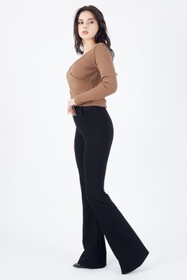  Siyah Fermuarlı Çizgili Ottoman Pantolon | PNT32703
