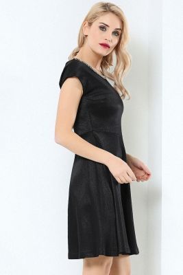  Siyah Havuz Yaka Elbise | Elb14280