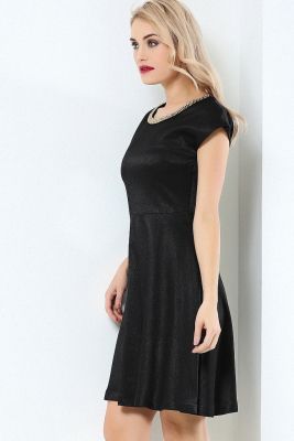 Siyah Havuz Yaka Elbise | Elb14280