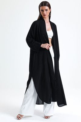  Sense Siyah Önü Taş Detaylı Abiye Kimono | KMN34913