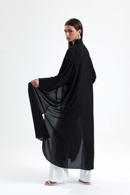  Sense Siyah Önü Taş Detaylı Abiye Kimono | KMN34913